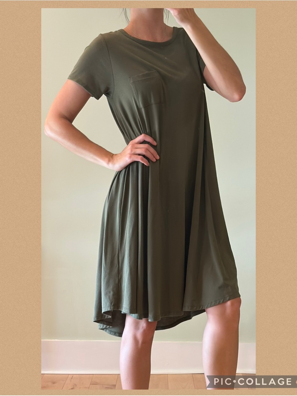 Lularoe Olive Green Tee Shirt Hi-Low Dress